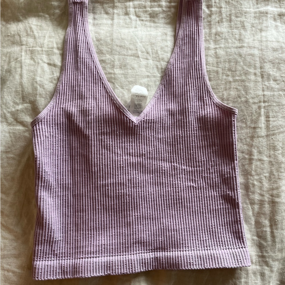 Lavender Tank Top Stretchy Ribbed
